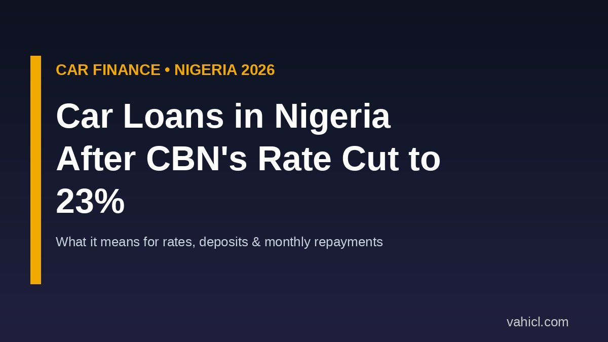 Car loans in Nigeria after CBN rate cut to 23% - vehicle financing guide banner