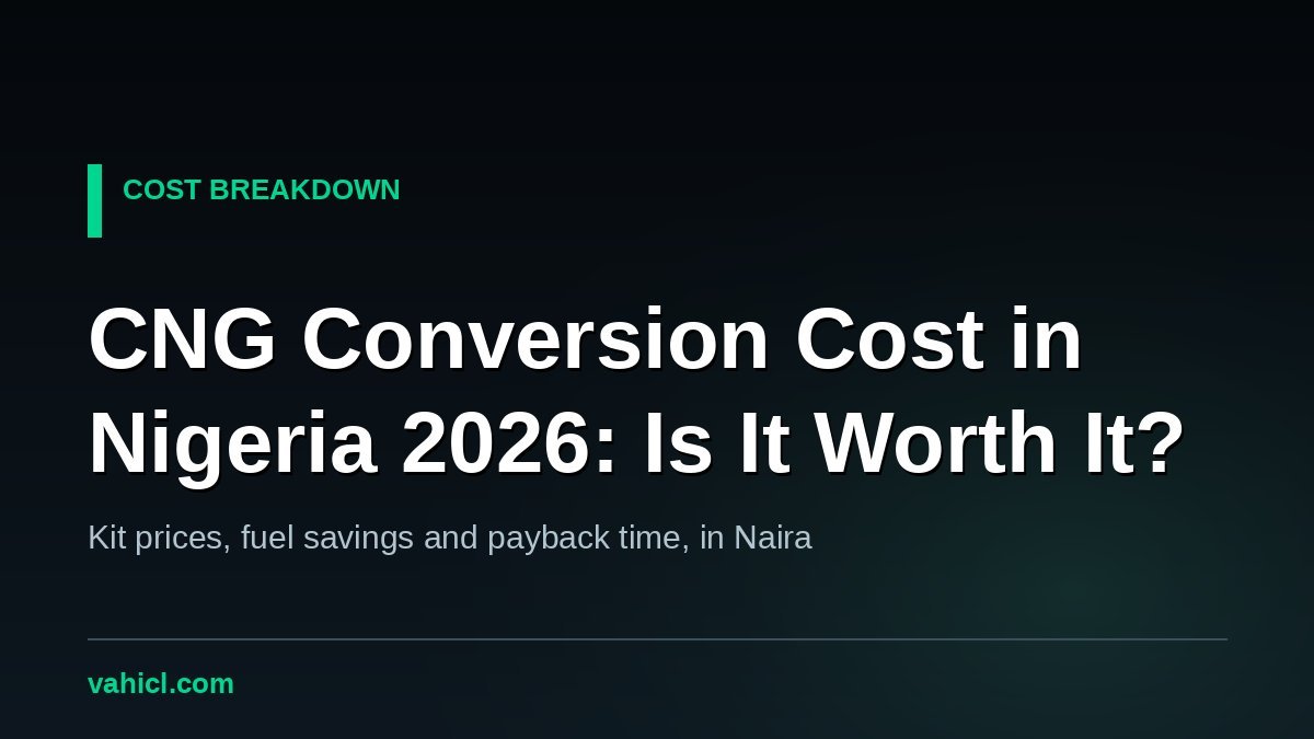 CNG conversion cost in Nigeria 2026 banner showing kit prices, fuel savings and payback time in Naira
