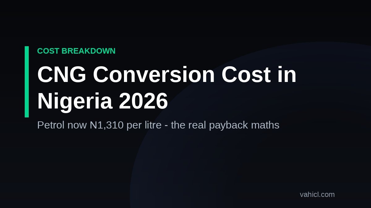 CNG conversion cost in Nigeria 2026 banner with petrol price at N1,310 per litre