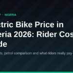 Electric bike price in Nigeria 2026 guide banner comparing battery swap and petrol okada running costs