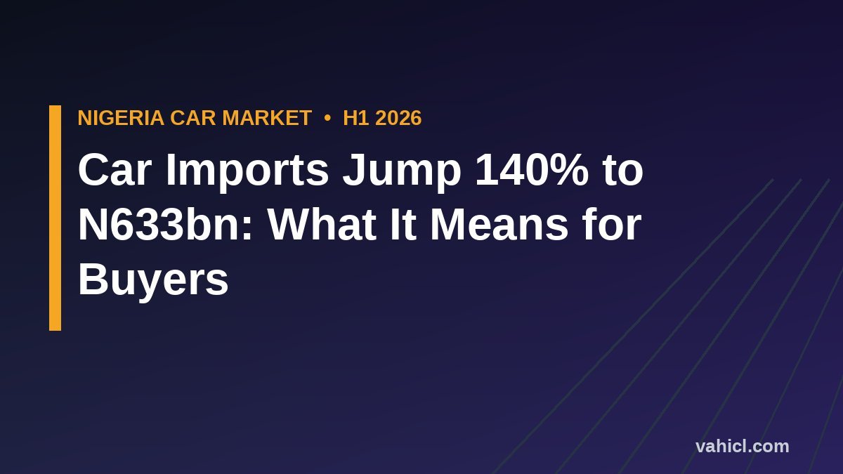 Nigeria car imports jump 140% to N633bn in H1 2026 - what it means for tokunbo car buyers