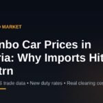 Tokunbo car prices in Nigeria 2026 banner showing N1.18 trillion car import figure for vahicl.com