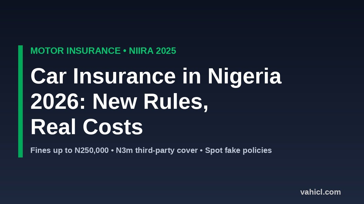 Car insurance in Nigeria 2026 banner: NIIRA 2025 rules, third-party cover and real costs