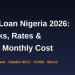 Car loan Nigeria 2026 banner showing banks, rates and monthly cost