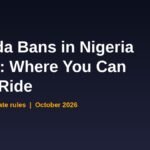 Okada bans in Nigeria 2026 banner showing state-by-state motorcycle restrictions