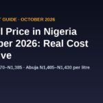 Petrol price in Nigeria October 2026 banner showing Lagos and Abuja pump prices per litre
