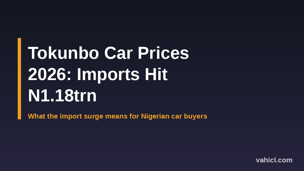 Tokunbo car prices in Nigeria 2026 as passenger car imports hit N1.18 trillion